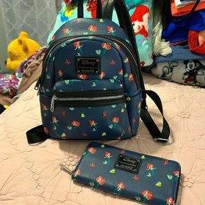 Loungefly little mermaid backpack and wallet